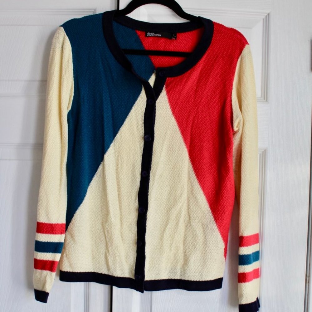 NWOT Multi Colored Cardigan by Dear Creatures Nautical Women's Size M Cotton